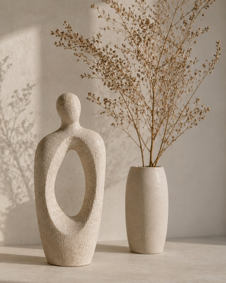 Escultura de figura contemplativa
